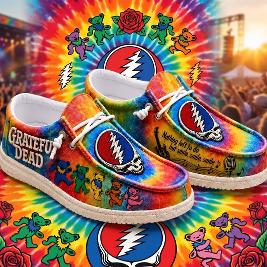 Grateful Dead "Nothing Left To Do But Smile" Canvas Loafers 🌈💀