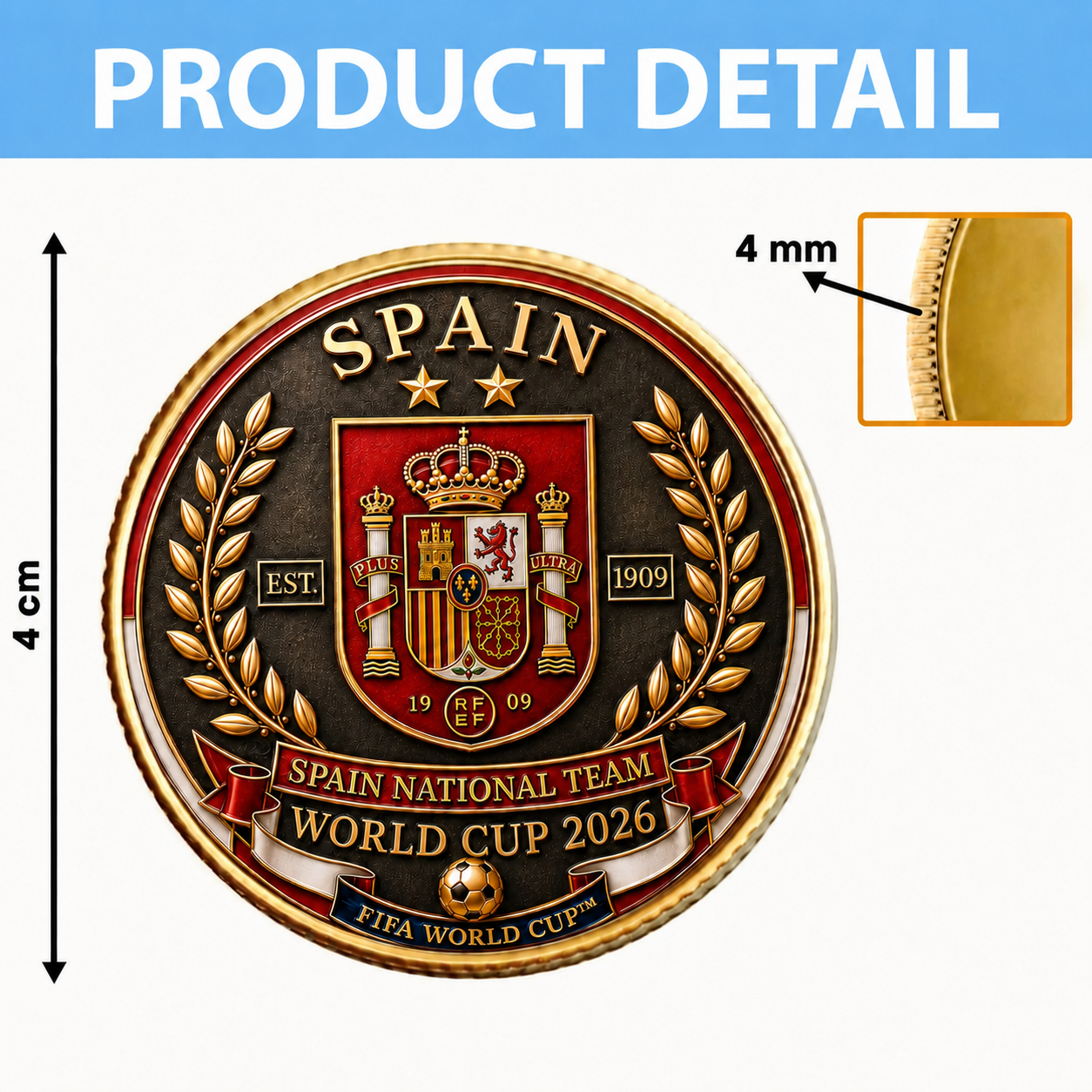 Spain World Cup 2026 Champions Commemorative Coin