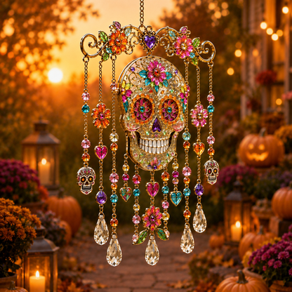Sugar Skull Suncatcher Wind Chime