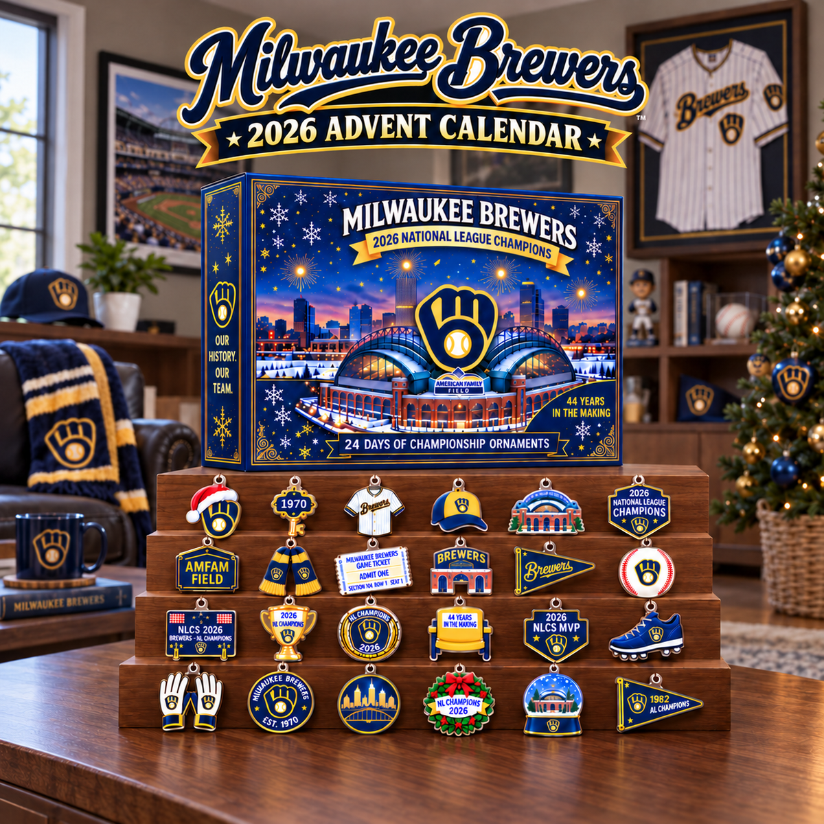 Milwaukee Brewers 2026 NL Champions Advent Calendar – 24 Days of Collectible Ornaments