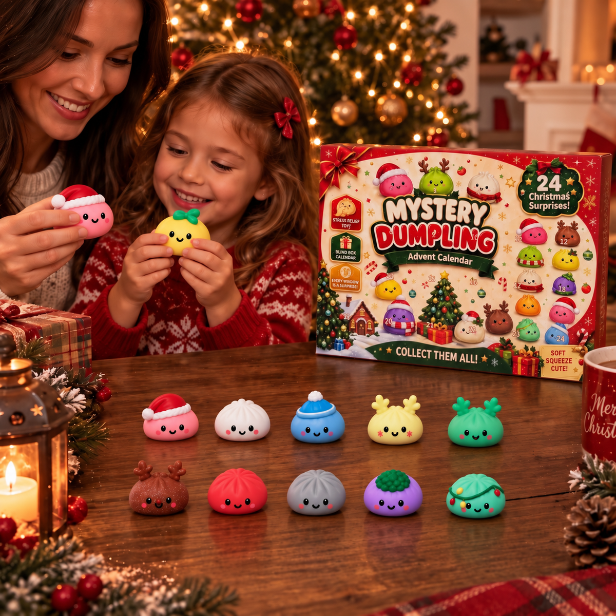 Christmas Dumpling Squishy Advent Calendar - 24 Surprise Toys
