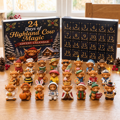 24 Days of Highland Cow Advent Calendar - 24 Collectible Cow Figures