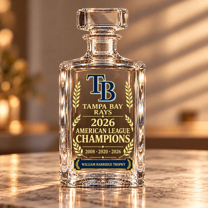 Tampa Bay Rays 2026 American League Champions Collectible Decanter – 2008 · 2020 · 2026 - front view
