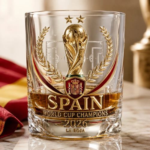Spain World Cup Champions 2026 Whiskey Glass